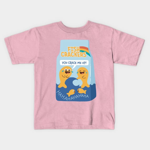 Funny Fish Crackers Kids T-Shirt by awesomesaucebysandy